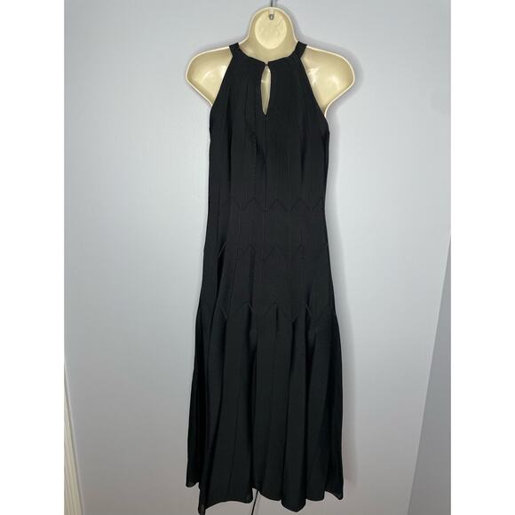 CAROLINA HERRERA Pleated Stretch-knit Midi Dress Fit Flare Elegant Minimalist L - Picture 4 of 16